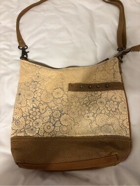 👜 Myra Bag Floral Canvas & Faux Leather Crossbody Shoulder Bag Boho Western